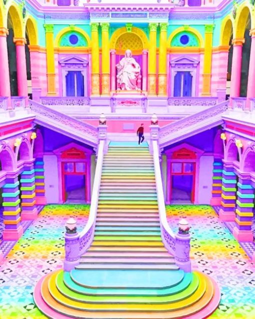 castlle mansio steps rainbow painting bu numbers