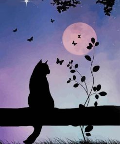 Cat And Moon Silhouette paint by numbers
