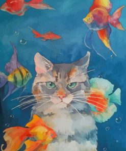 Cats With Fishes In Water paint by numbers