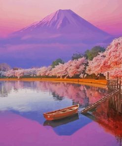 Cherry Blossom Mt Fuji paint by number