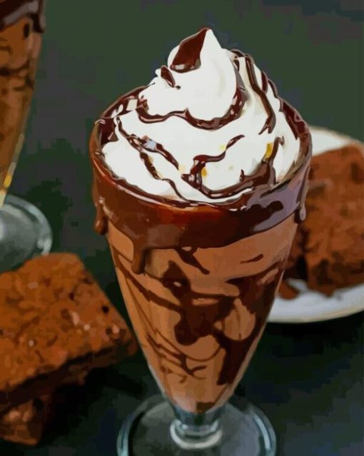 Chocolate Milkshake With Ice Cream paint by numbers