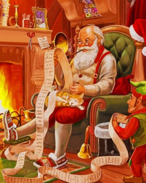Christmas Day List of Gift Santa Claus paint by numbers