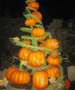 Christmas Tree With Pumpkin paint by numbers
