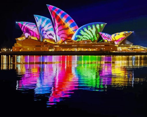 Opera House Colorful Reflection paint by numbers