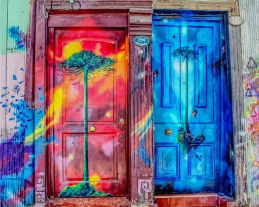 Colorful Doors paint by numbers