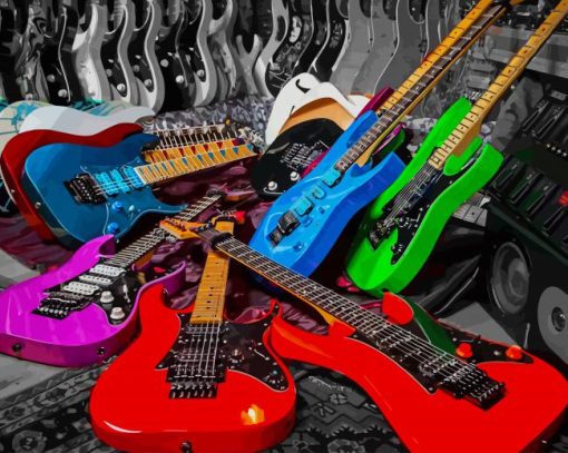 Colorful Electric Guitars paint by number