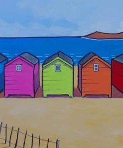 Colorful Beach Bungalows paint by numbers