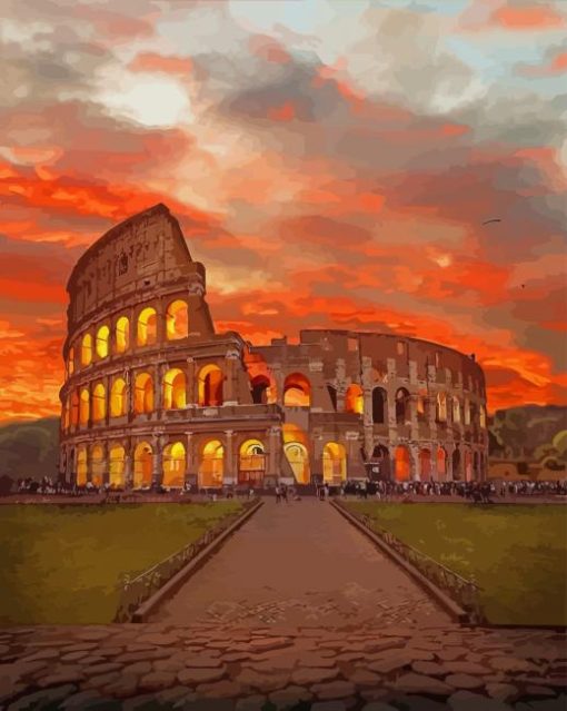 colosseum Rome sunset paint by number