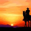 Cowboy Riding Away Into The Sunset paint by numbers