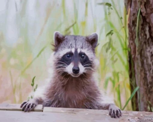 Cute Raccoon paint by numbers
