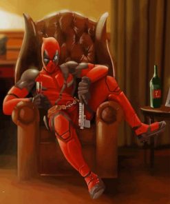 Deadpool Sitting On Sofa paint by number