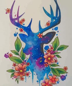 Deer Art Watercolor paint by numbers