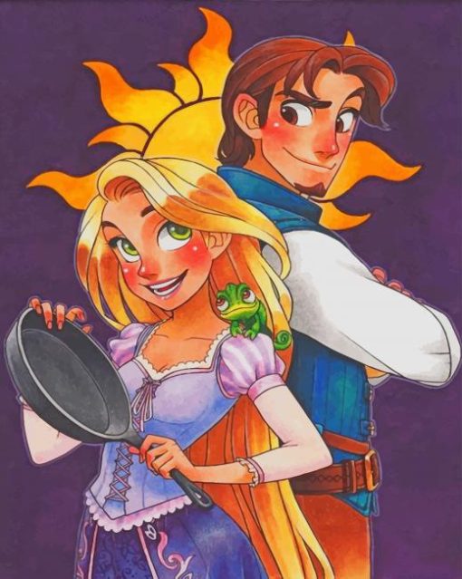 Drawing Princess Rapunzel And Eugene paint by numbers