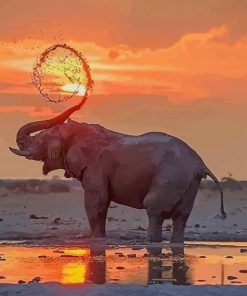 Elephant Over Sunset paint by numbers