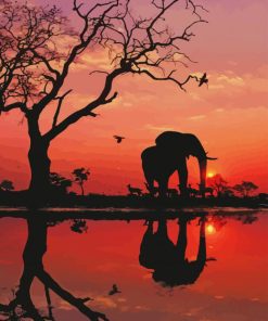 Elephant Reflection In Water paint by numbers