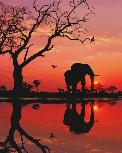 Elephant Reflection In Water paint by numbers