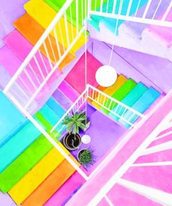 rainbow colorfull stairs painting by numbers