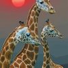 Family Giraffe Sunset paint by numbers