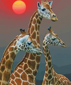 Family Giraffe Sunset paint by numbers