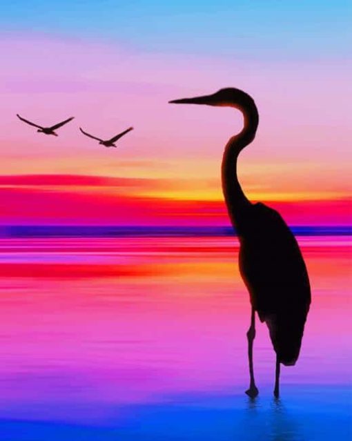 Flamingo Silhouette paint by numbers