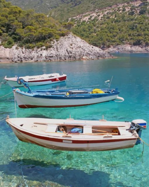 Floating Boats Greece paint by numbers