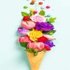Flowers In Ice Cream Cone paint by numbers