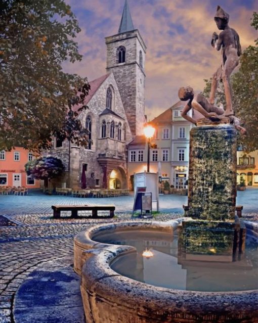 Fountain In Erfurt Germany paint by numbers