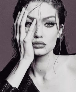 gigi hadid black and white paint by number