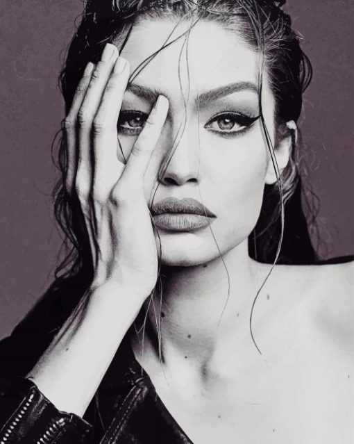 gigi hadid black and white paint by number
