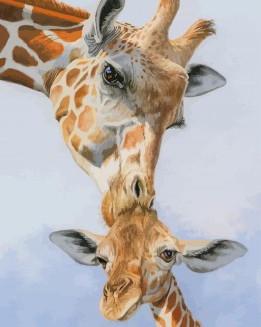 Giraffe Mother And Her Baby paint by numbers