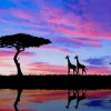 Giraffes Evening Silhouette paint by number