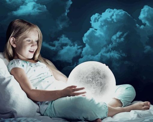 Girl Holding Moon paint by number