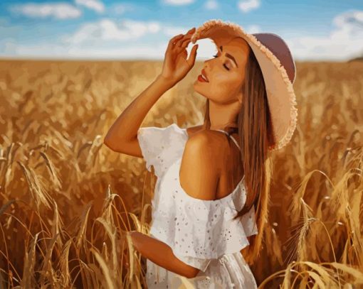 Girl In Summer Field paint by number