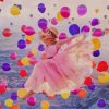 Girl Jumping Colorful Balloons paint by number