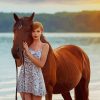 Girl With Stallion Horse paint by number