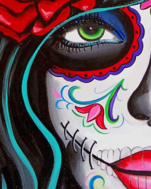 Green Eyes Day of The Dead paint by numbers