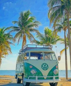 Green VW Bus paint by numbers
