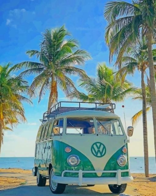 Green VW Bus paint by numbers
