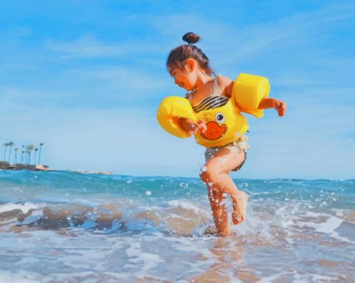 Happy Child Playing In The Beach painting by numbers