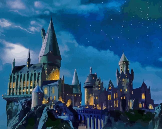 Hogwarts Castle At Night paint by numbers