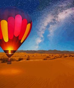 Hot Air Balloon On Desert Night paint by number