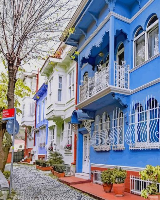Arnavutköy Houses Istanbul paint by numbers