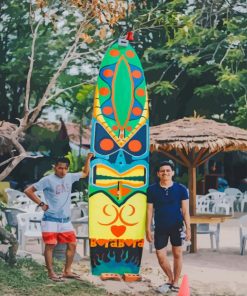 Huge Decorated Surf Board paint by numbers