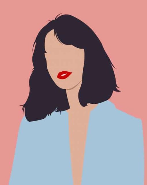 Illustration Girl With Red Lips paint by numbers