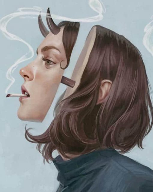 illustration smoking girl paint by number