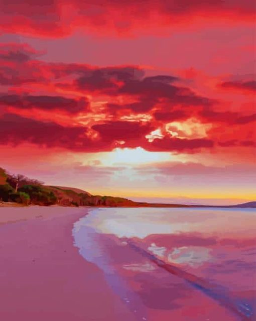 Italy Pink Beach Sunset paint by number