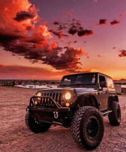 Jeep With Sunset paint by numbers