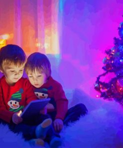 kids Enjoying Christmas Gifts paint by number