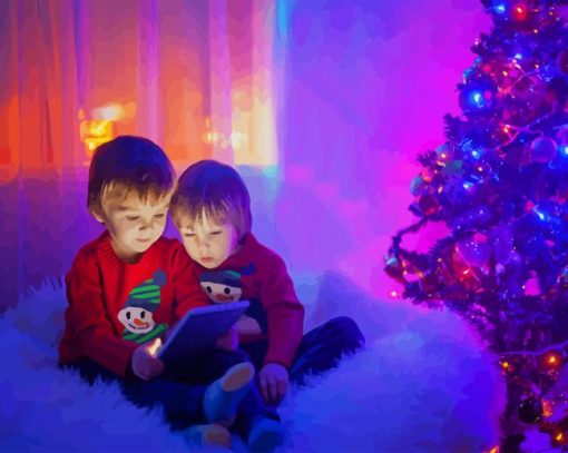 kids Enjoying Christmas Gifts paint by number