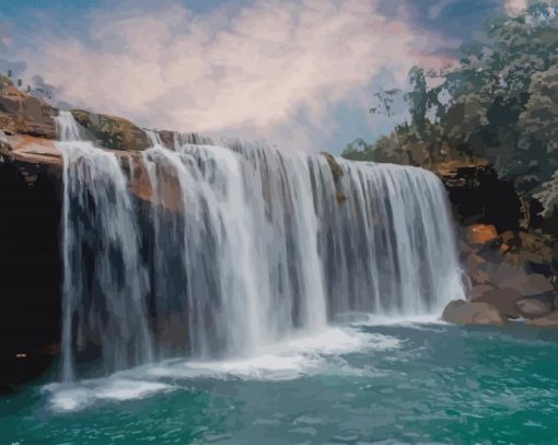krang Shuri Waterfall India paint by numbers
